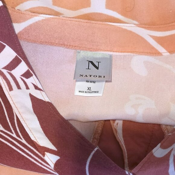 Natori V Neck Pink, Peach, White Long Sleeve Tunic Dress in Size XL - Picture 4 of 6